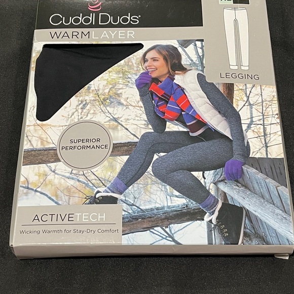 Cuddl Duds ActiveLayer Leggings in Black and White - Picture 1 of 2